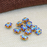 10pcs Gold-Color Flower Hollow Cloisonne 9mm Spacers Beads Jewelry Findings