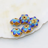 10pcs Gold-Color Flower Hollow Cloisonne 9mm Spacers Beads Jewelry Findings