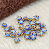 10pcs Gold-Color Flower Hollow Cloisonne 9mm Spacers Beads Jewelry Findings