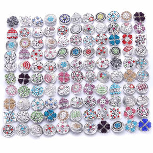 10pcs 18mm Snap Jewelry Mix Styles Metal Snap Buttons Rhinestone Snaps 0728