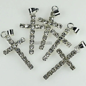 10pcs 29x15mm Silver Plated Cross Pendant Beads Necklace Pendants
