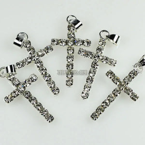 10pcs 29x15mm Silver Plated Cross Pendant Beads Necklace Pendants