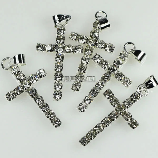 10pcs 29x15mm Silver Plated Cross Pendant Beads Necklace Pendants