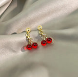 Cherry Earrings, Ear Clip, Women's Jewelry, Fruit Earrings