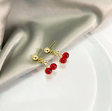 Cherry Earrings, Ear Clip, Women's Jewelry, Fruit Earrings