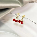 Cherry Earrings, Ear Clip, Women's Jewelry, Fruit Earrings