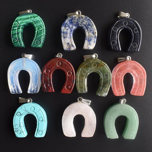10pcs Mixed Natural Stone Horseshoe Shape Pendants for Necklace