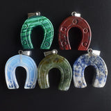 10pcs Mixed Natural Stone Horseshoe Shape Pendants for Necklace