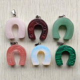 10pcs Mixed Natural Stone Horseshoe Pendants for Necklace