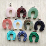 10pcs Mixed Natural Stone Horseshoe Pendants for Necklace