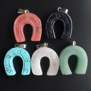 10pcs Mixed Natural Stone Horseshoe Shape Pendants for Necklace
