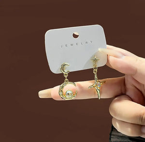 Moon&Star Earrings,Ear Clip,Women's Jewelry