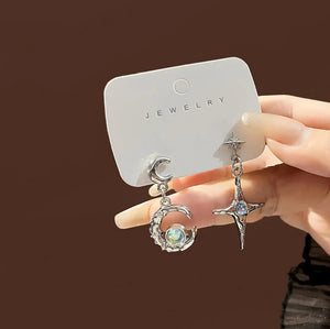 Moon&Star Earrings,Ear Clip,Women's Jewelry
