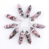10pcs Rhodonite Stone Charms Hexagonal Pointed Pendulum