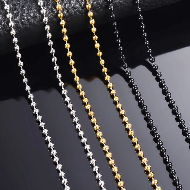 10pcs Stainless Steel Ball Chain Necklace Bracelet Keychain Dog Tag 15-100cm
