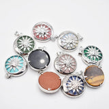 10pcs Sun Flower Pendants Natural Stone Alloy Mix for Jewelry Making