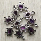 10pcs Amethyst Stone Turtle Pendants for Necklace Making