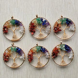 10pcs/lot Mixed Natural Stone Tree of Life Wire Wrapped Pendants 50mm