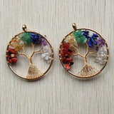 10pcs/lot Mixed Natural Stone Tree of Life Wire Wrapped Pendants 50mm