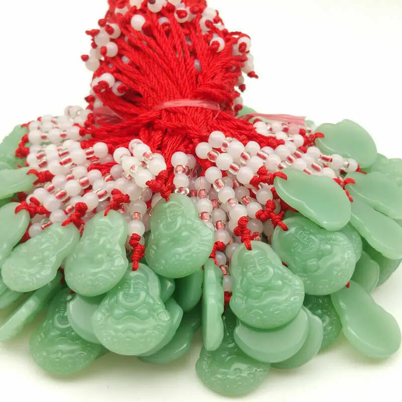 10pcs Natural Jade Hand-Carved Maitreya Buddha Necklace