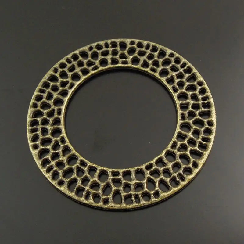 10pcs Vintage Bronze Tone Hollow Circle Charms Necklace Pendant