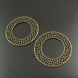 10pcs Vintage Bronze Tone Hollow Circle Charms Necklace Pendant