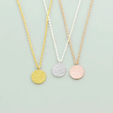 Stainless Steel Tiny Disc Pendant Necklace Minimal Round Jewelry