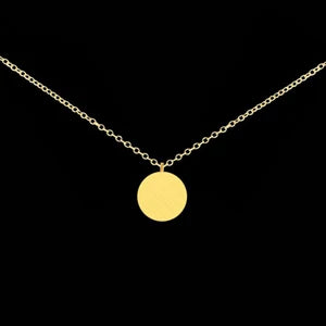 Stainless Steel Tiny Disc Pendant Necklace Minimal Round Jewelry