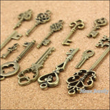 117 Vintage Charms Mixed Keys Pendant Antique Bronze for DIY Jewelry Making