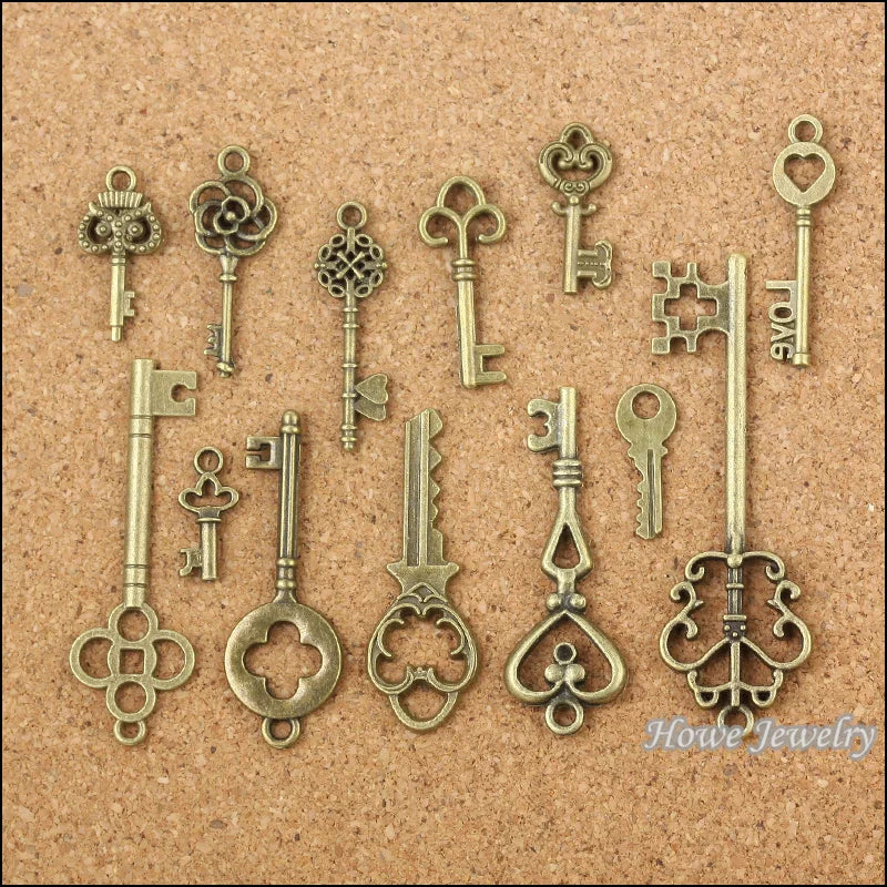 117 Vintage Charms Mixed Keys Pendant Antique Bronze for DIY Jewelry Making