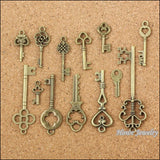 117 Vintage Charms Mixed Keys Pendant Antique Bronze for DIY Jewelry Making