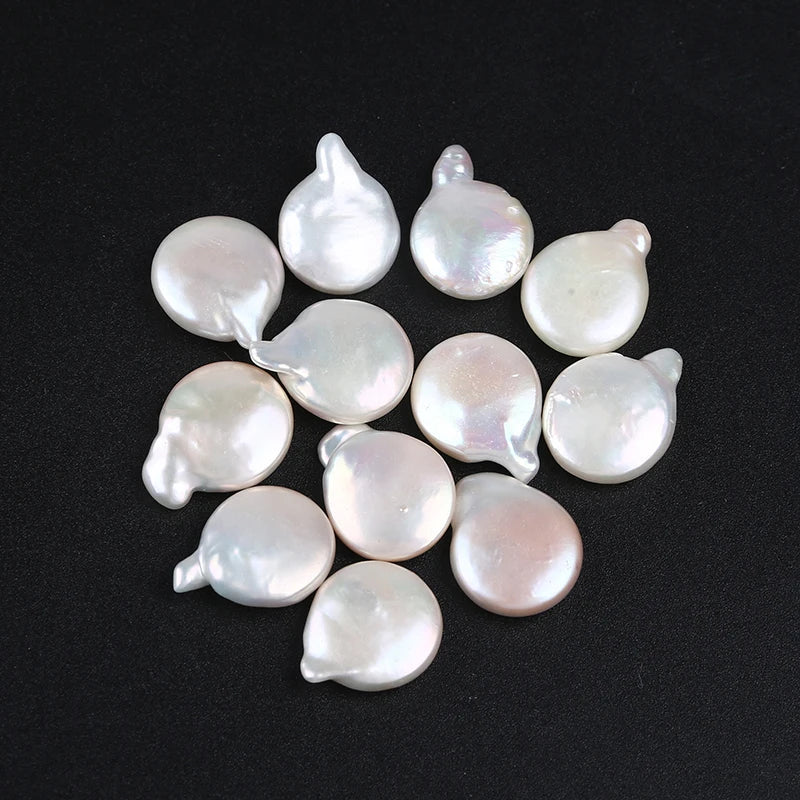 12-13mm Natural Drop Coin Shape Loose Freshwater Pearl