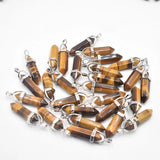 Natural Tiger Eye Stone Pillar Charms Pendant for Jewelry Making