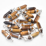 Natural Tiger Eye Stone Pillar Charms Pendant for Jewelry Making