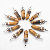 Natural Tiger Eye Stone Pillar Charms Pendant for Jewelry Making