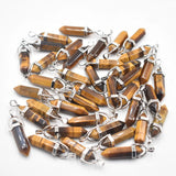 Natural Tiger Eye Stone Pillar Charms Pendant for Jewelry Making