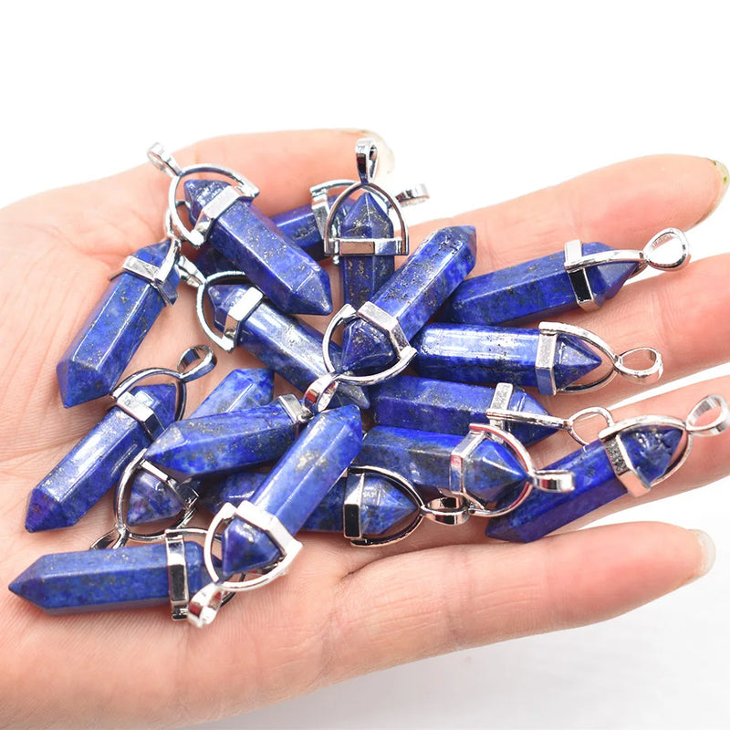 50pcs Lapis Lazuli Bullet Point Chakra Charms Pendant for Jewelry