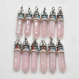 24pcs Roses Quartz Pillar Charms Pendants Jewelry Making