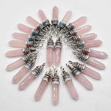 24pcs Roses Quartz Pillar Charms Pendants Jewelry Making