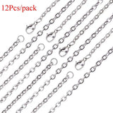 12 PCS Stainless Steel Cable Chain Necklace Bulk for Jewelry Making