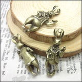 12 Vintage Rabbit Charms Pendant Antique Bronze for Bracelets Necklace DIY