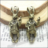 12 Vintage Rabbit Charms Pendant Antique Bronze for Bracelets Necklace DIY