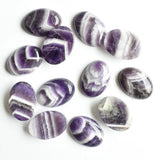 12 pcs Natural Stripe Amethysts Oval Cab Round Gem Tears 25x18mm