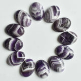 12 pcs Natural Stripe Amethysts Oval Cab Round Gem Tears 25x18mm