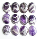 12 pcs Natural Stripe Amethysts Oval Cab Round Gem Tears 25x18mm