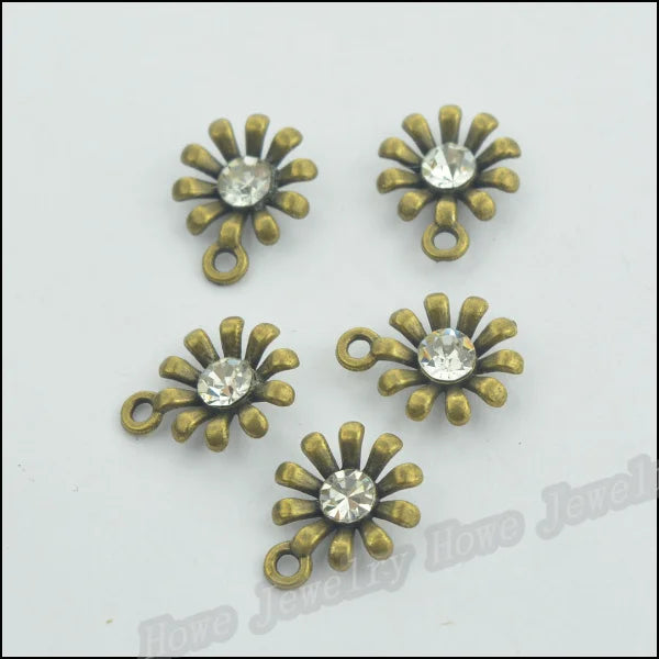 128pcs Vintage Flower Charms Antique Bronze DIY Metal Jewelry Making