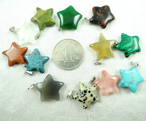 12PC/lot Mixed Natural Stone Five-pointed star Pendant Necklace Beads
