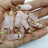 12PCS Natural Stone Hexagonal Column Quartz Crystal Pillar Pendant