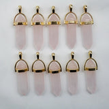 12PCS Natural Stone Hexagonal Column Quartz Crystal Pillar Pendant