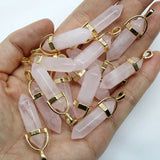 12PCS Natural Stone Hexagonal Column Quartz Crystal Pillar Pendant